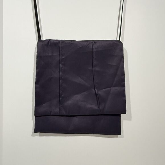 Women Satin Crossbody Shoulder Bag Dark Blue Fold Over Flap 11x12 in - Picture 14 of 16